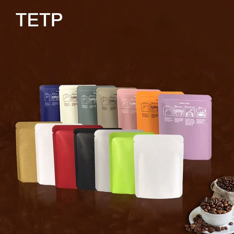 Sugar Scrub Coffee - TETP 100 ชิ้นเปิดด้านบนอลูมิเนียมฟอยล์ถุงกาแฟบ้านสําหรับชาผงน้ําตาลอ่อนนุชบรรจุภัณฑ์ความร้อนปิดผนึกถุงเก็บแบบพกพา