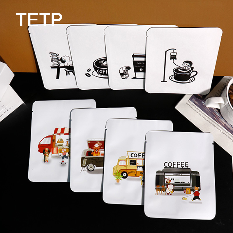 Sugar Scrub Coffee - TETP 100 ชิ้นแขวนหูกาแฟชาบรรจุภัณฑ์ถุงฟิล์มอลูมิเนียมบ้านสําหรับผงกาแฟอ่อนนุชน้ําตาลเครื่องเก็บซีลร้อน